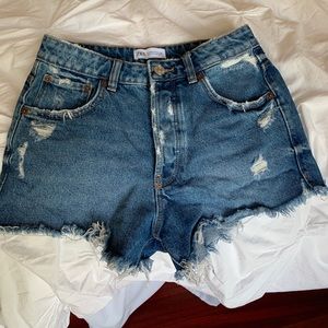 Zara high rise denim shorts